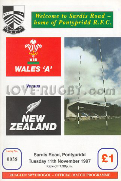 1997 Wales A v New Zealand  Rugby Programme